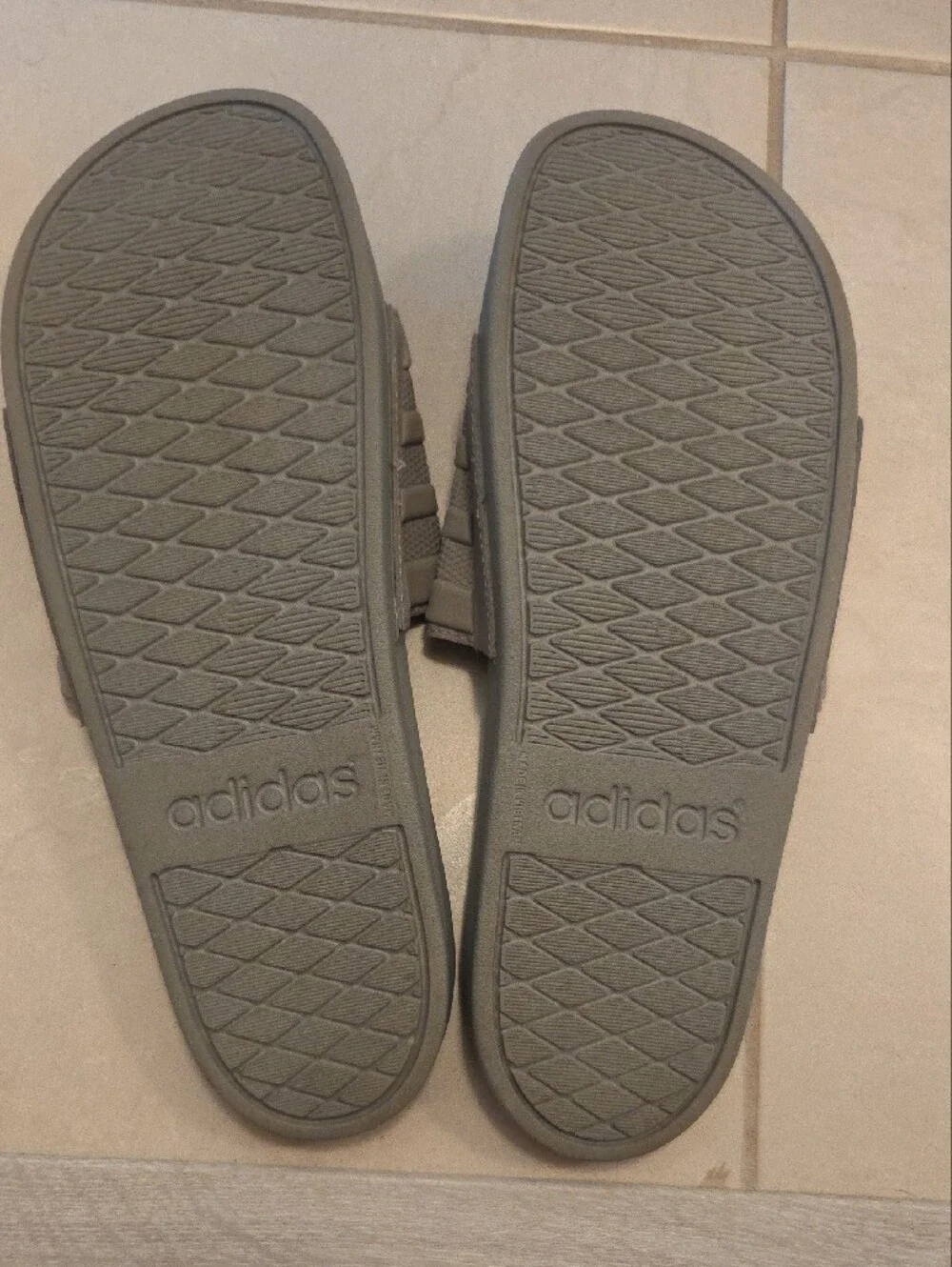 adidas Men's Gray Slide Sandals with Three-Stripe Upper